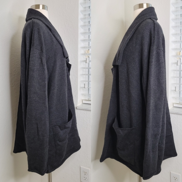 LARS ANDERSSON Wool Open Front Cardigan In Charcoal M. - Picture 3 of 8